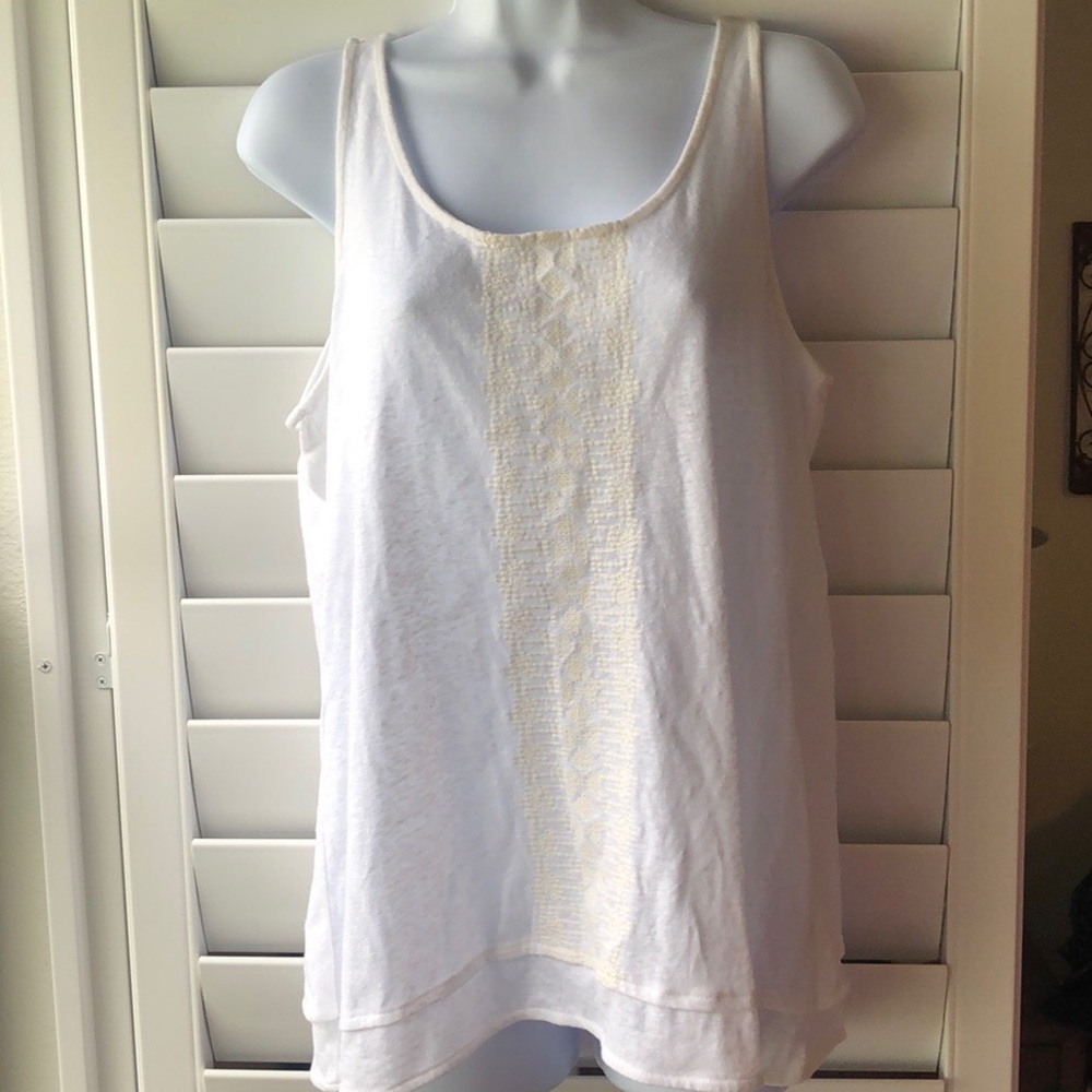 White Embroidered Tank Top by Merona